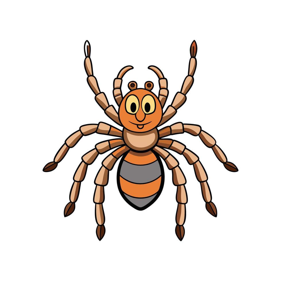 Cartoon style spider illustration with segmented legs and smile vector