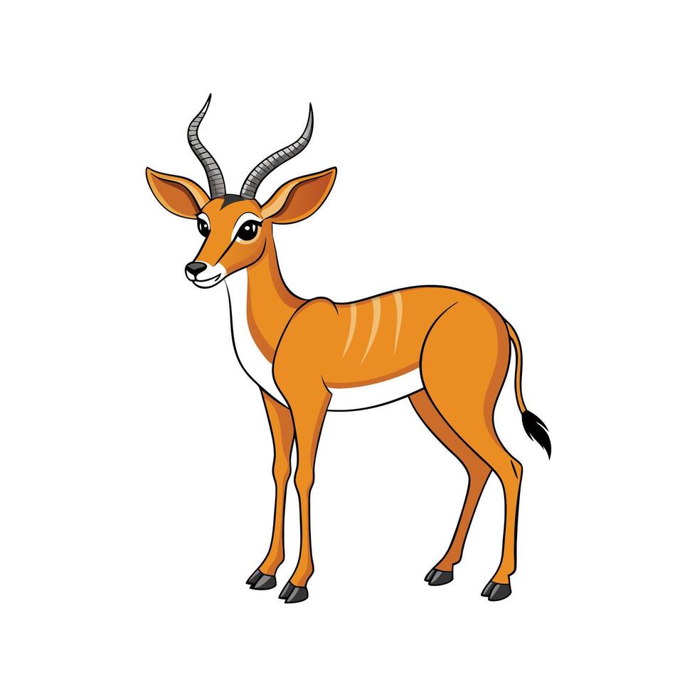 Cartoon impala illustration with stylized horns and friendly expression vector