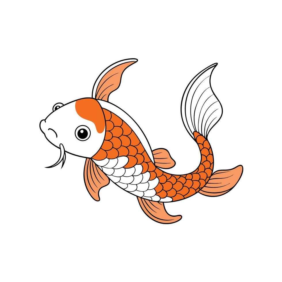 Cartoon koi fish with orange scales and white markings vector