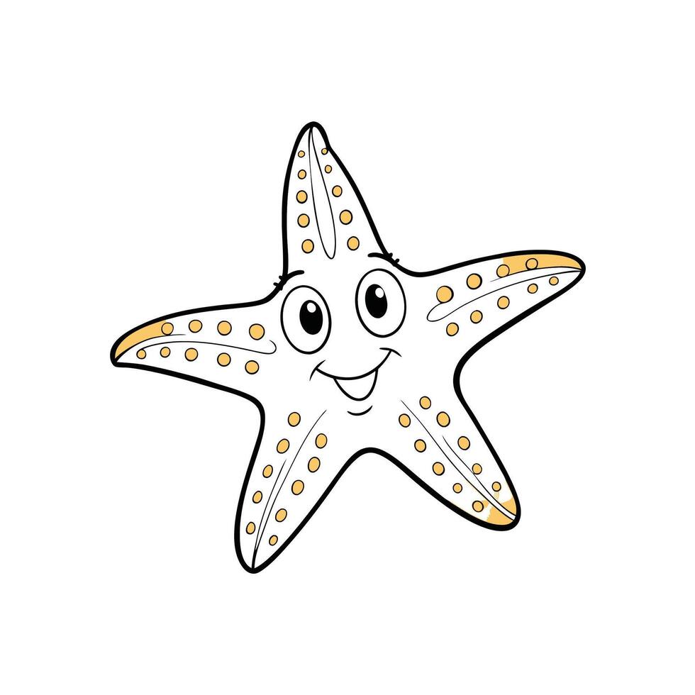 Cartoon starfish character smiling on a white background illustration vector