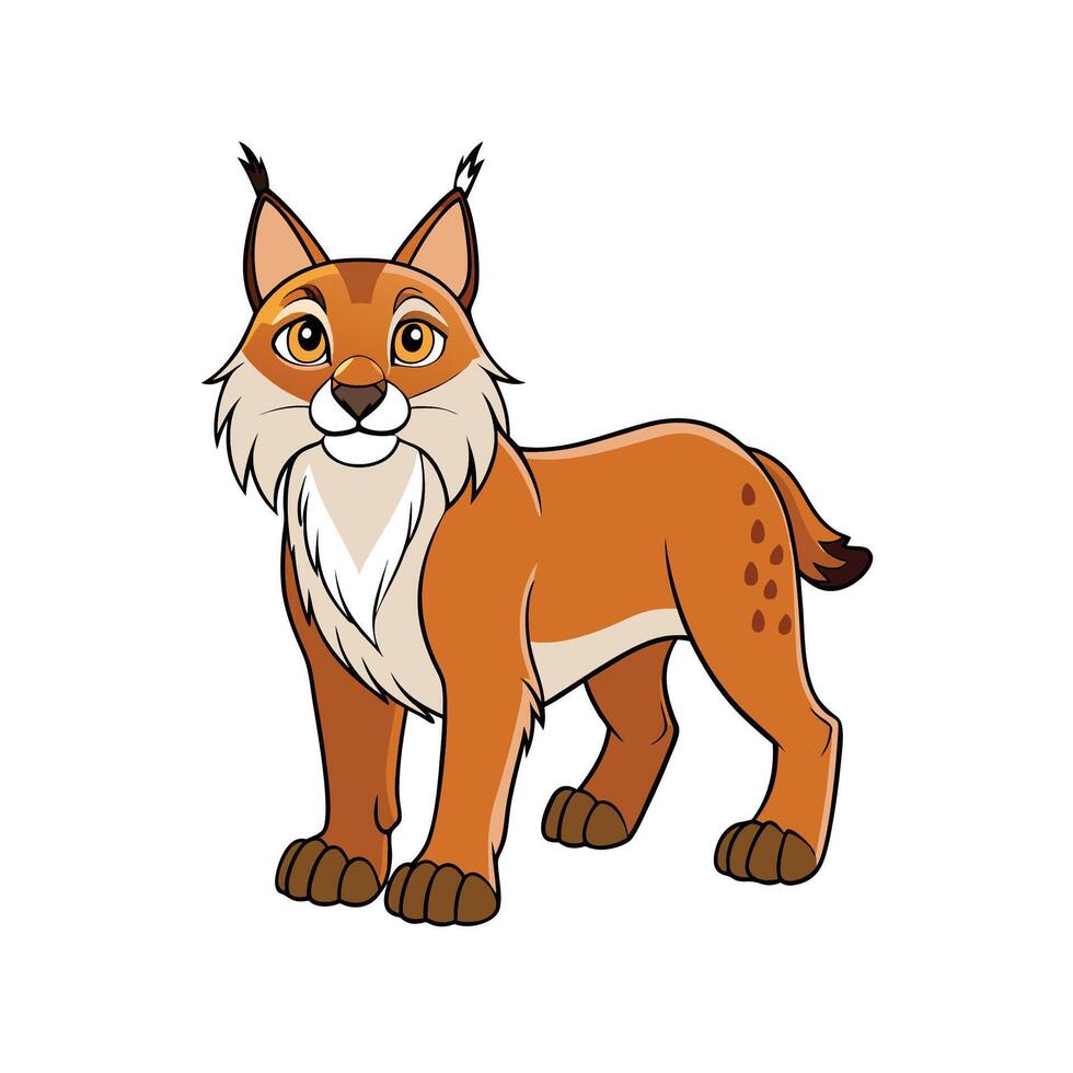 Cartoon lynx illustration with a friendly expression and stance vector