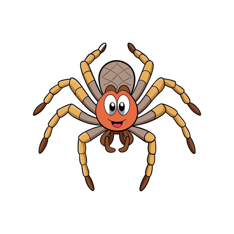 Cartoon smiling spider illustration on clean white background vector