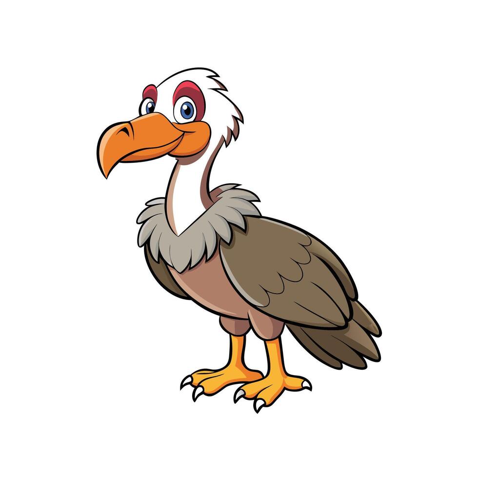 Cartoon Vulture Standing Proudly on White Background Isolated vector
