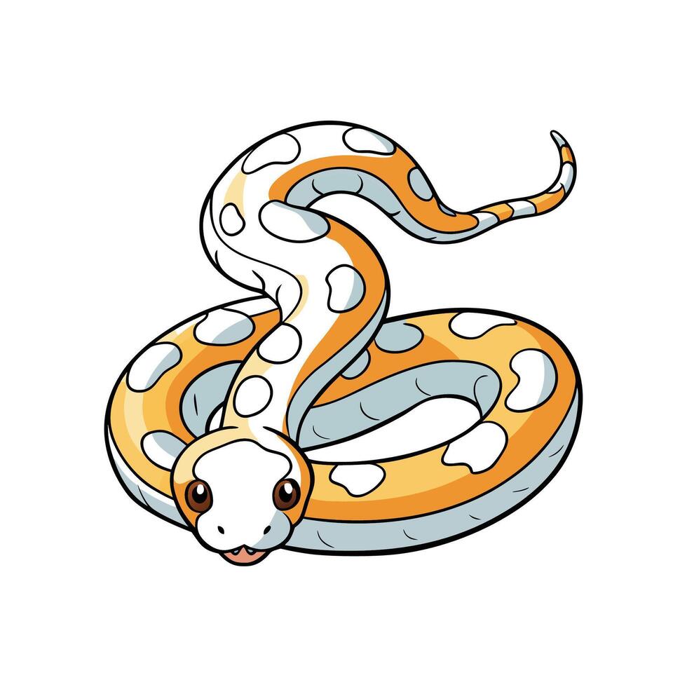 Cartoon snake with white spots coiled on white background vector