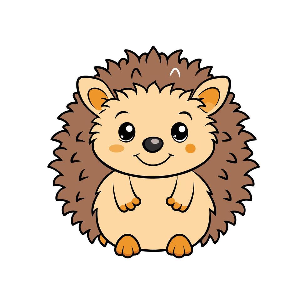 Cute cartoon hedgehog illustration with a friendly smile graphic vector