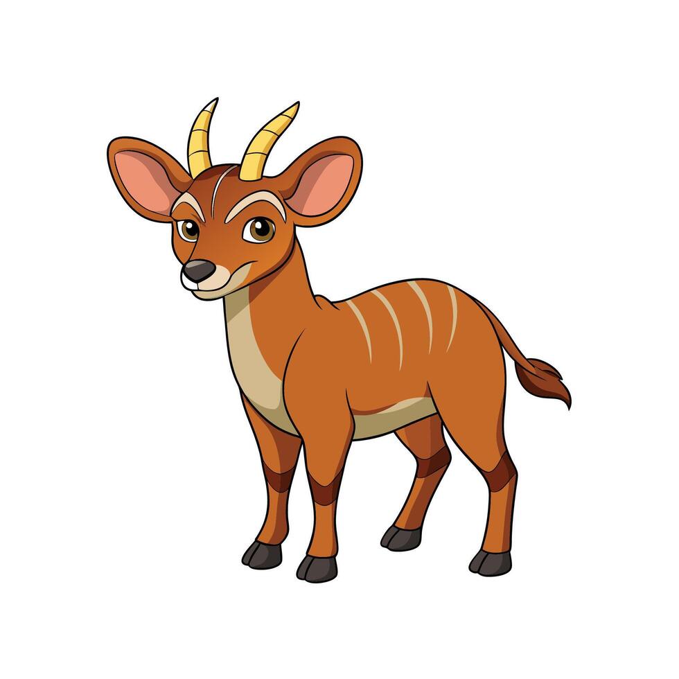Cartoon bongo antelope with horns looking at camera vector