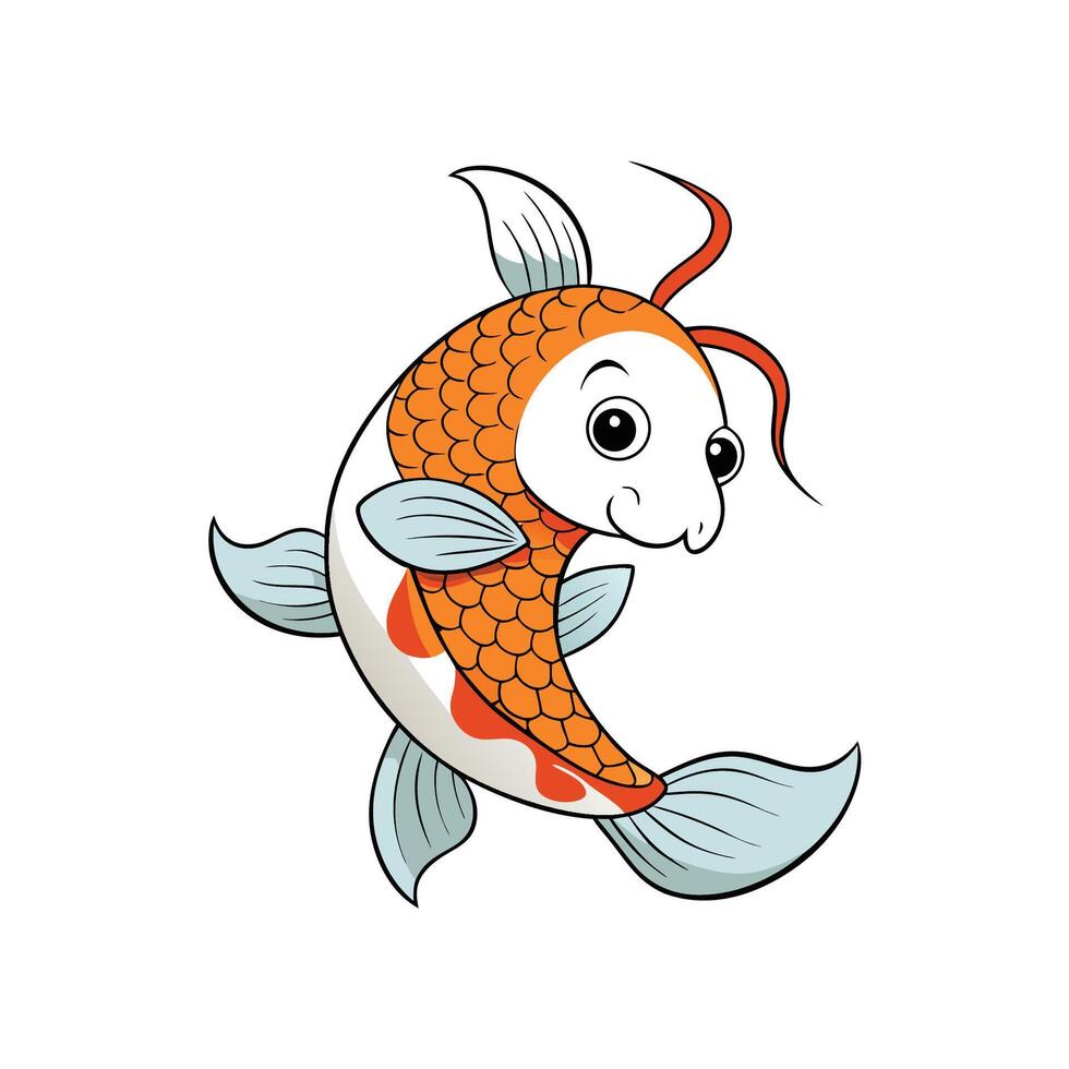 Cartoon koi fish swimming with a smile expression graphic vector