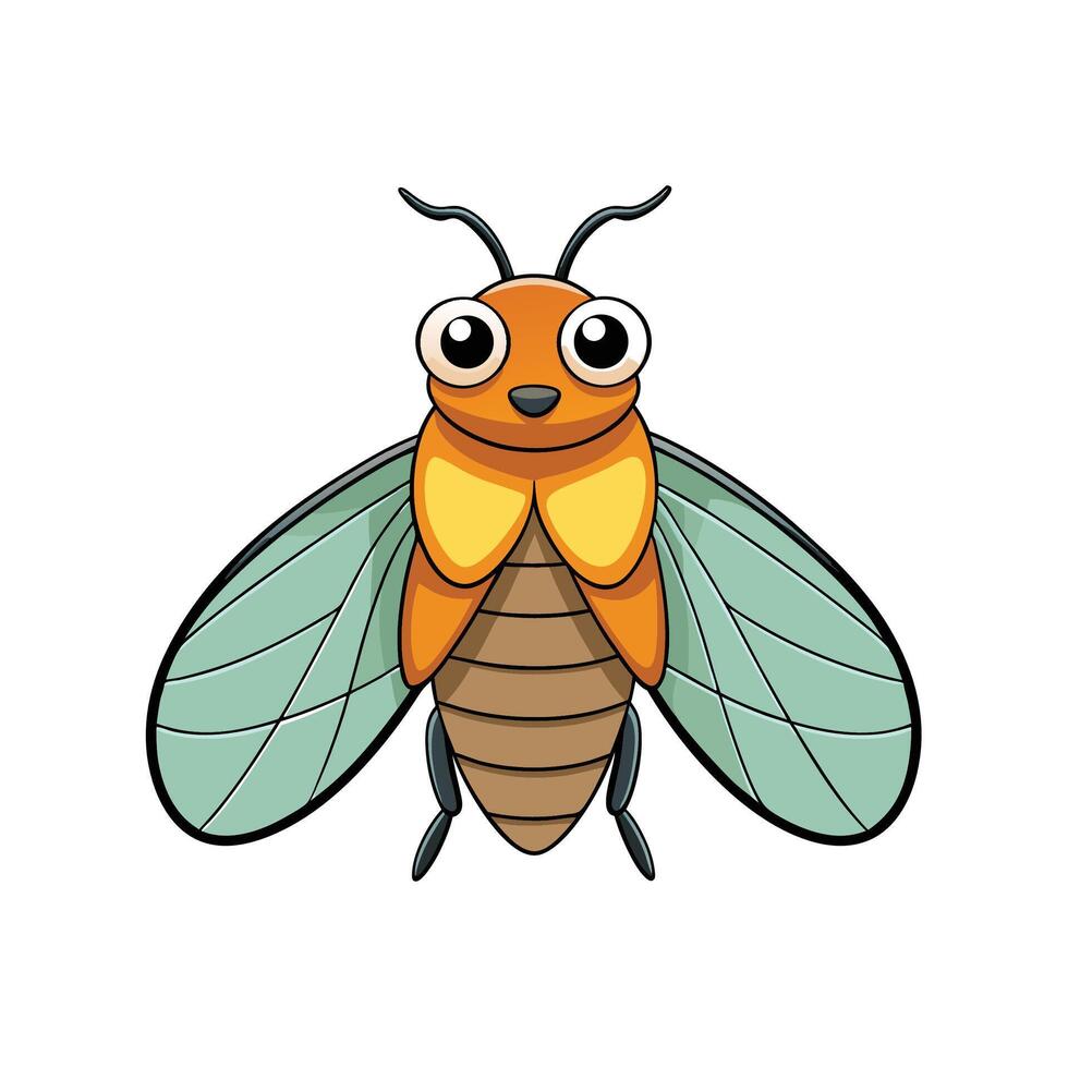 Cartoon illustration of a cute firefly character with wings vector
