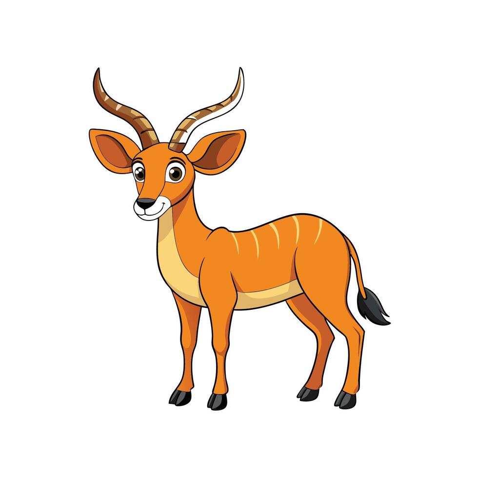 Cartoon Nyala Antelope Illustration on White Background vector