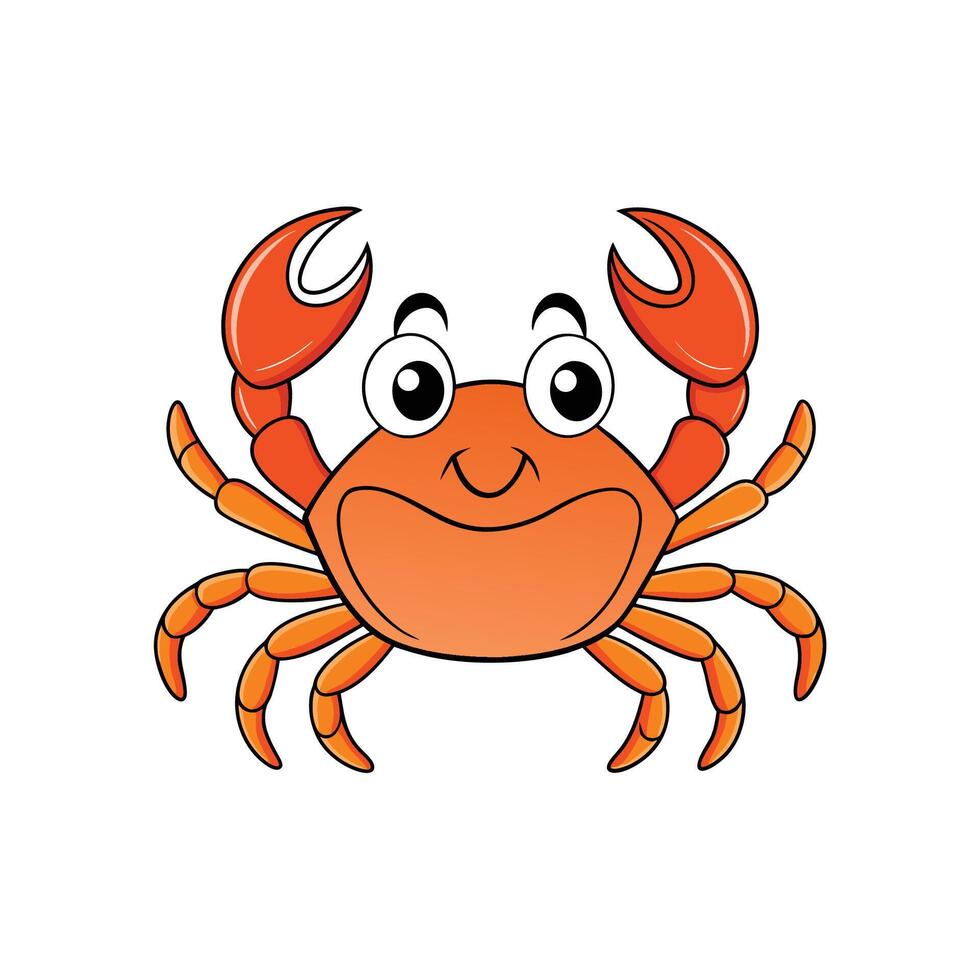 Cartoon crab illustration with simple bold colors and lines vector