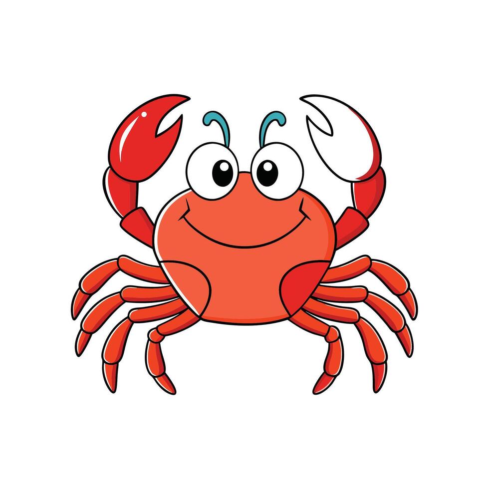 Cartoon crab with a cheerful expression and claws vector