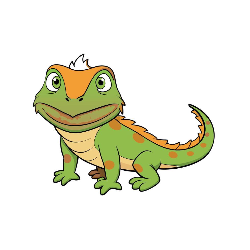 Cartoon Lizard with Orange Highlights and Friendly Expression vector
