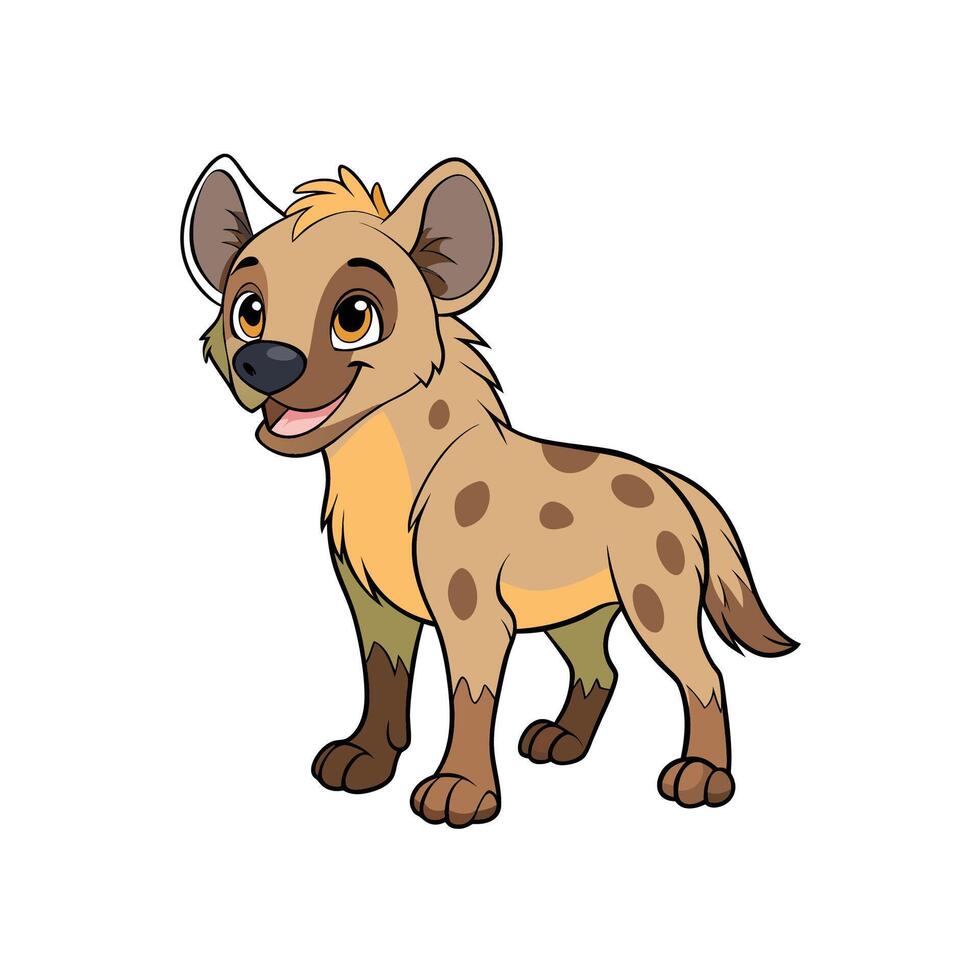 Cartoon Hyena Isolated on White Background Friendly Character Design vector