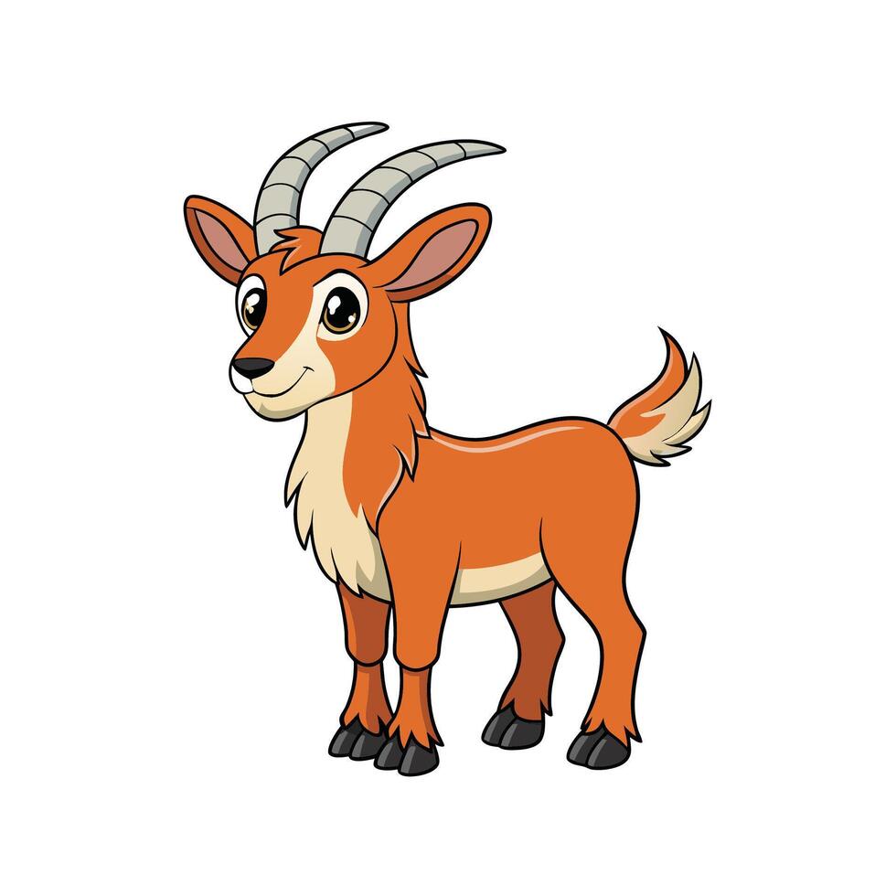 Cartoon style impala standing and smiling on white background vector
