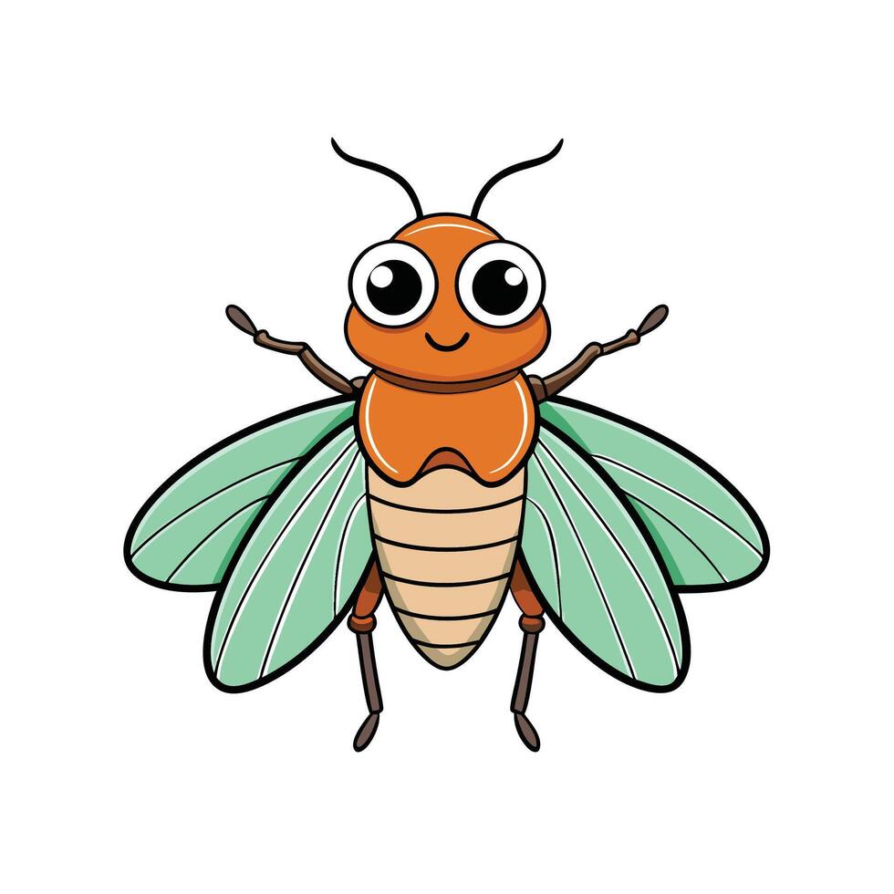 Cartoon insect illustration with big eyes and open wings vector