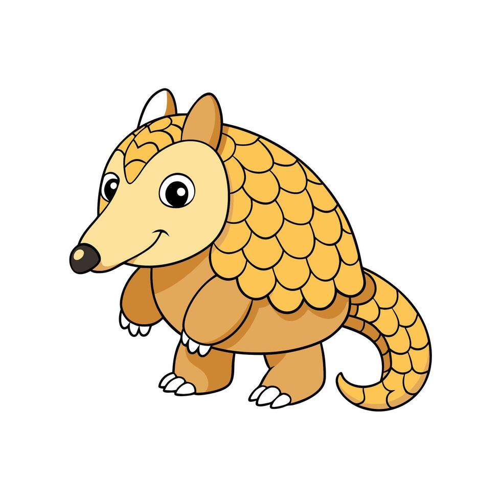 Cartoon style pangolin illustration standing isolated on white vector