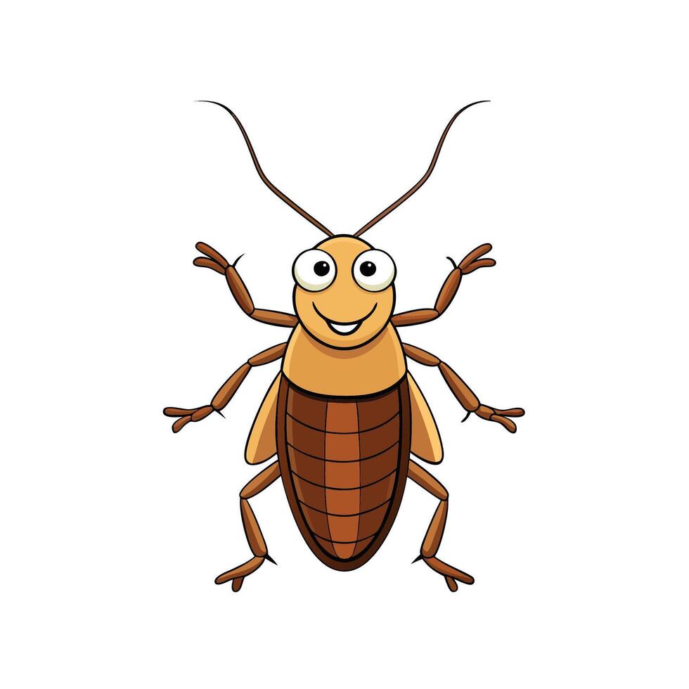 Cartoon cockroach with a happy face on white background vector