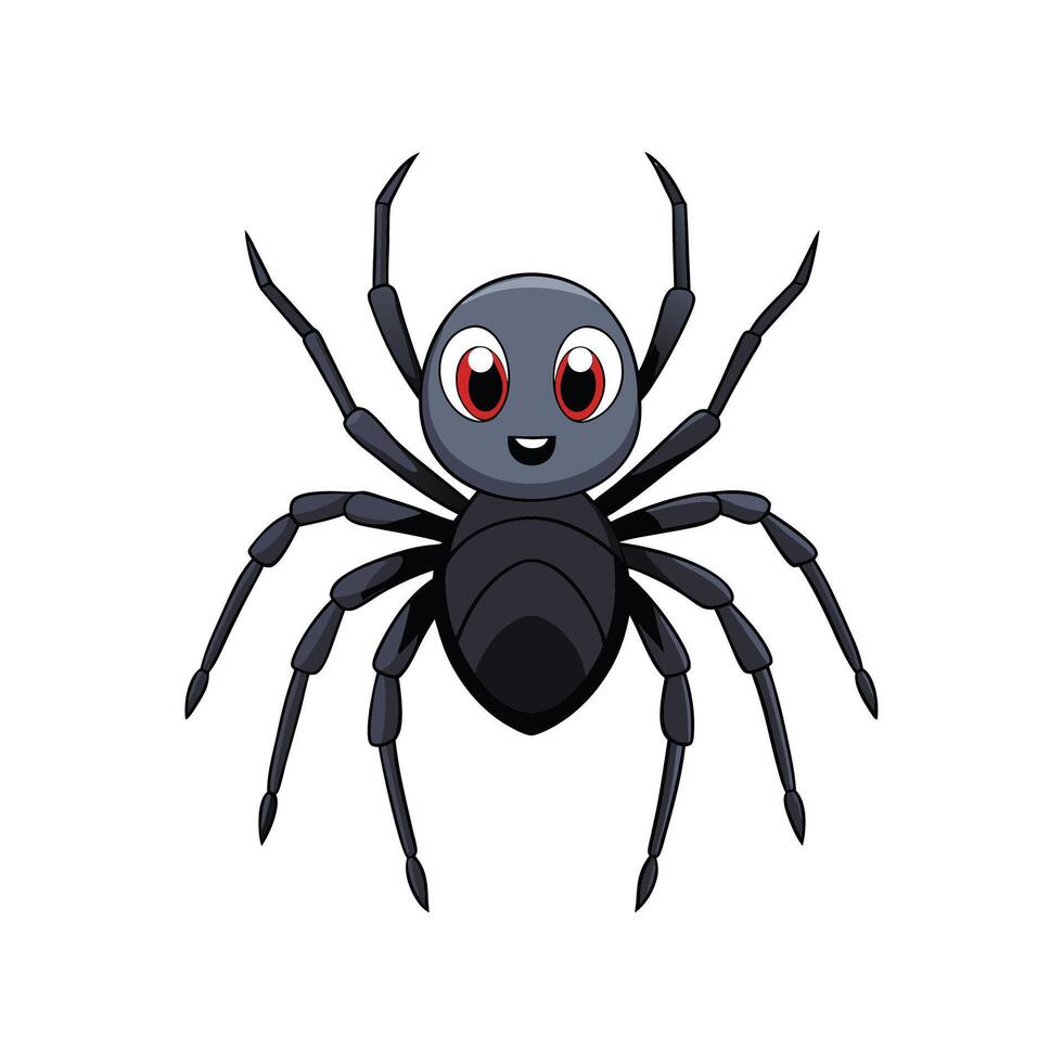 Cartoon spider with a cute face on white background vector