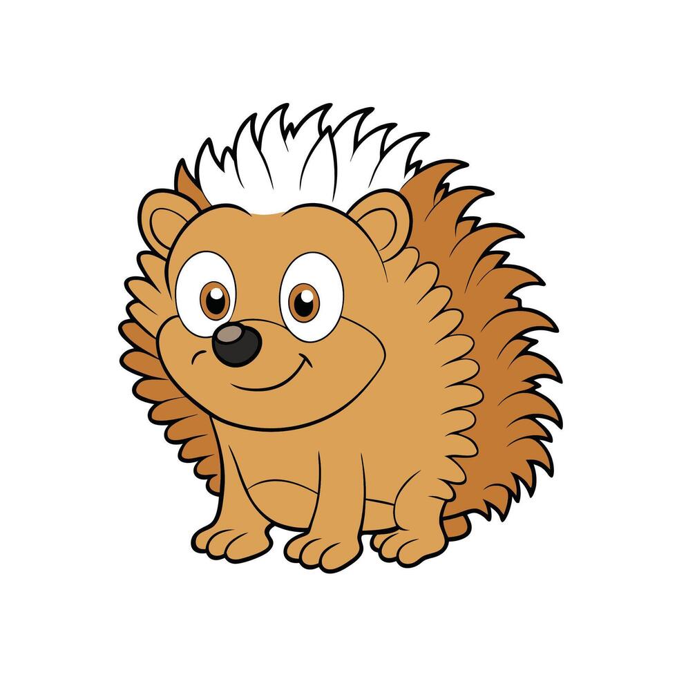 Cute cartoon hedgehog illustration sitting with a friendly smile vector
