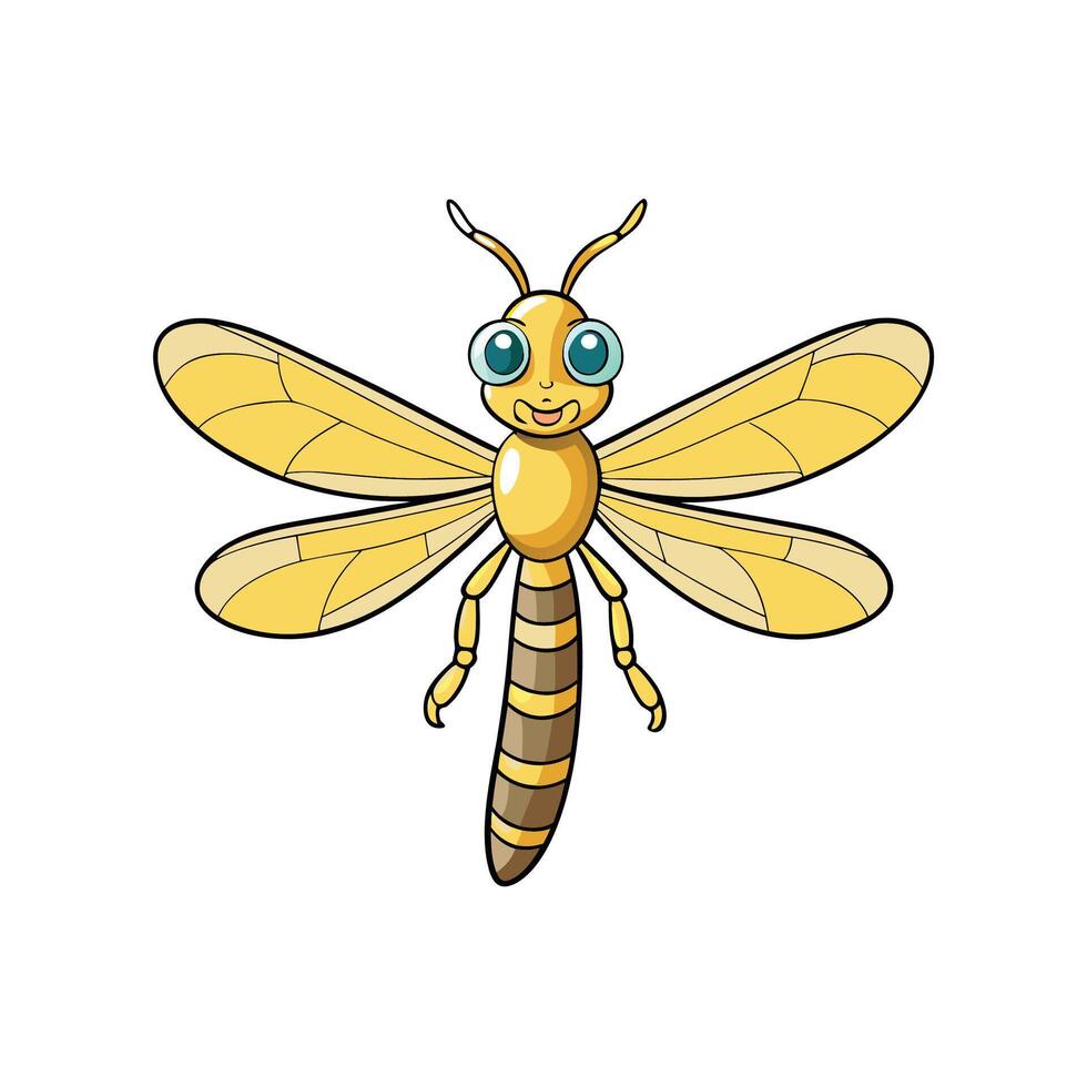 Smiling Cartoon Dragonfly Illustration on White Background for Stock vector