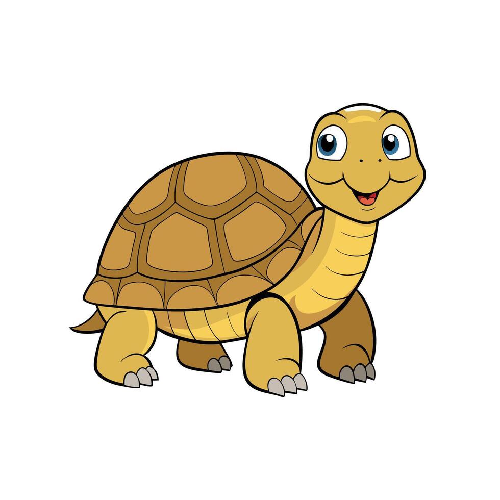Cute cartoon turtle smiling with tan shell and skin vector