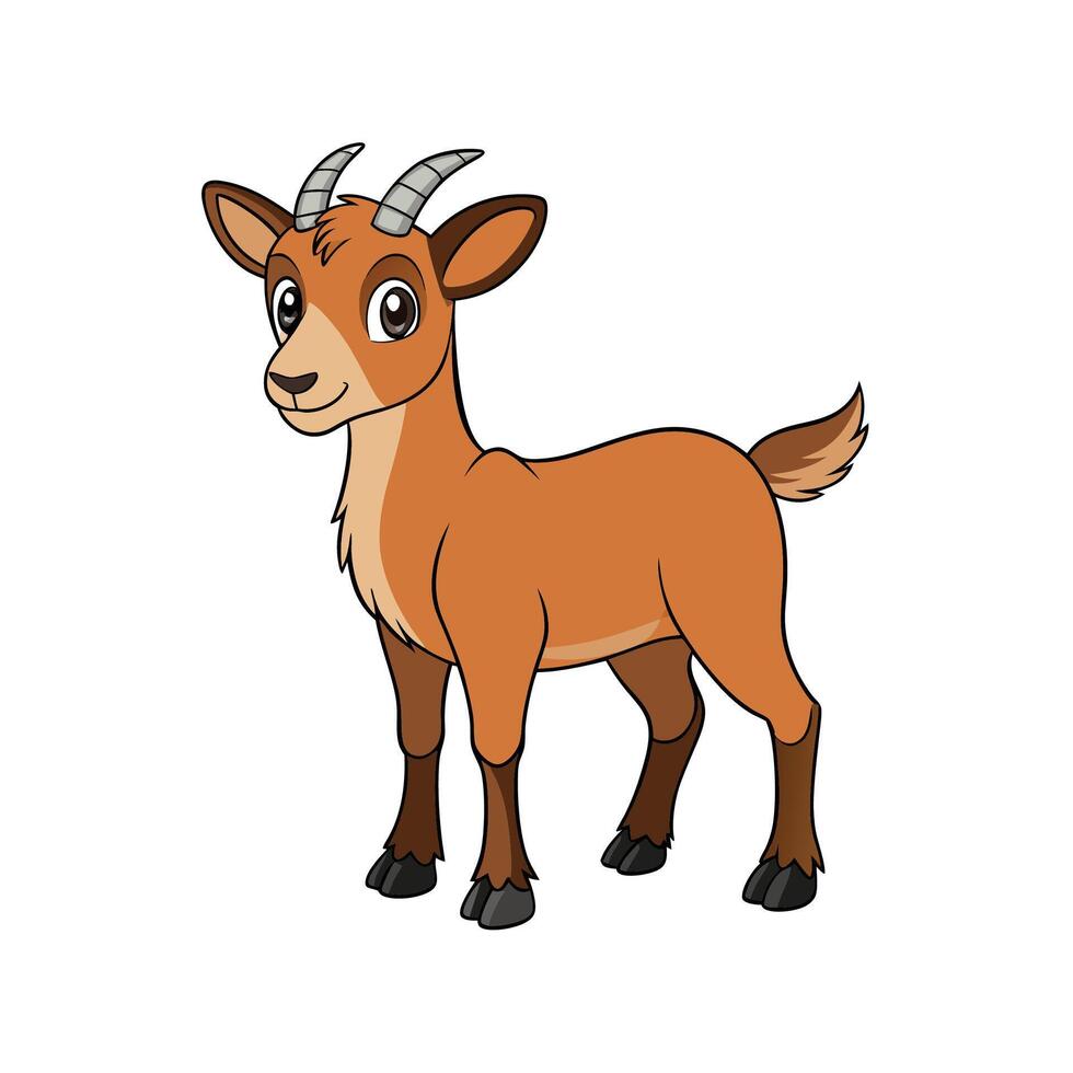 Cartoon goat illustration standing against white background image vector