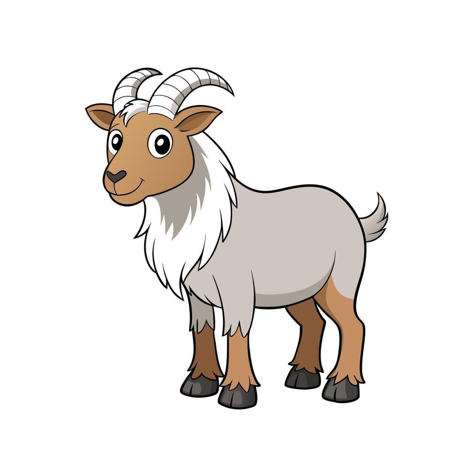 Cartoon style goat illustration with cheerful expression isolated vector