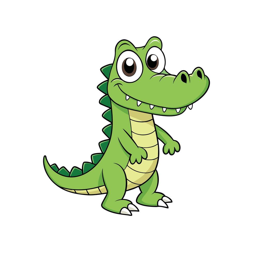 Cartoon alligator standing upright smiling, isolated on white background vector