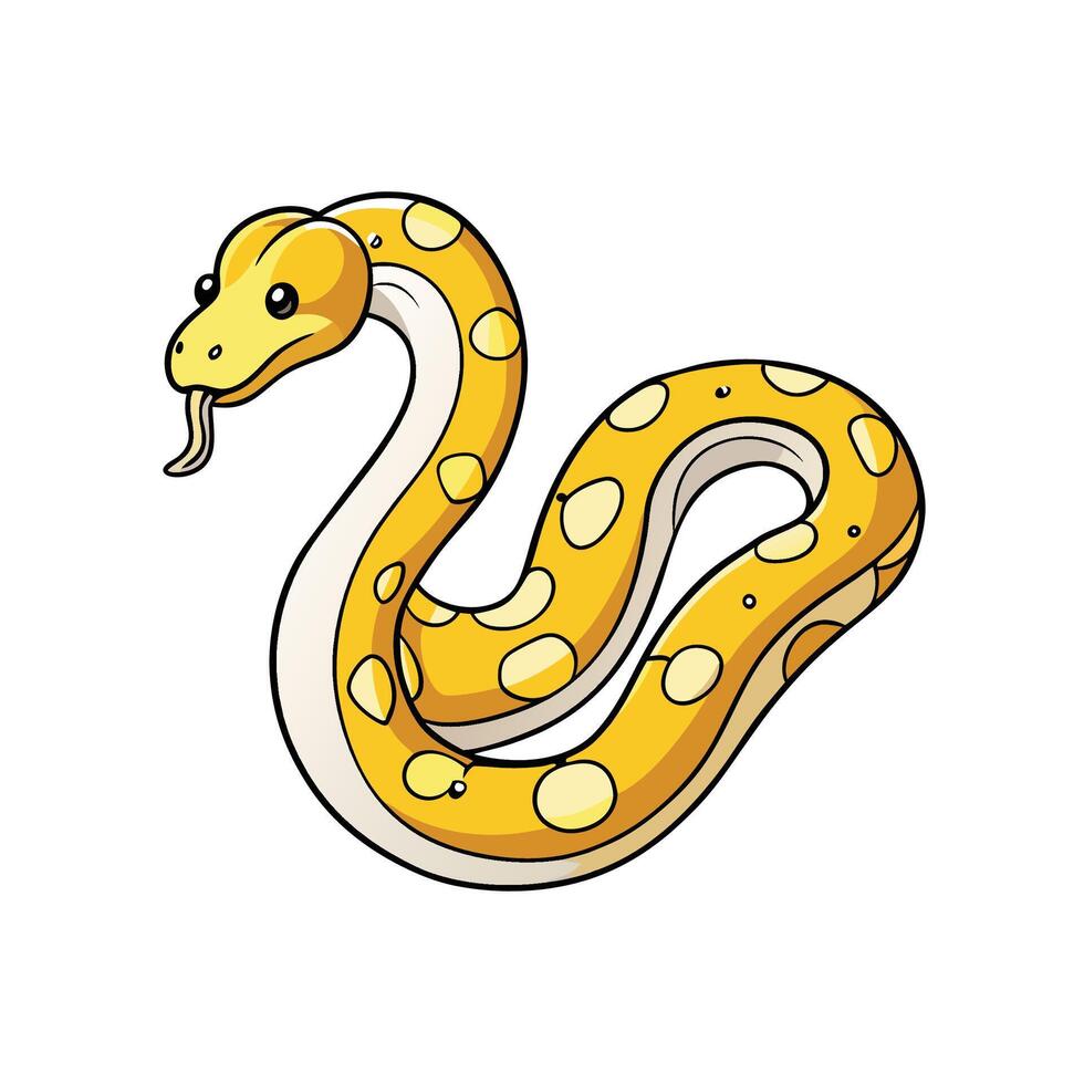 Cartoon yellow snake with spots on a white background vector