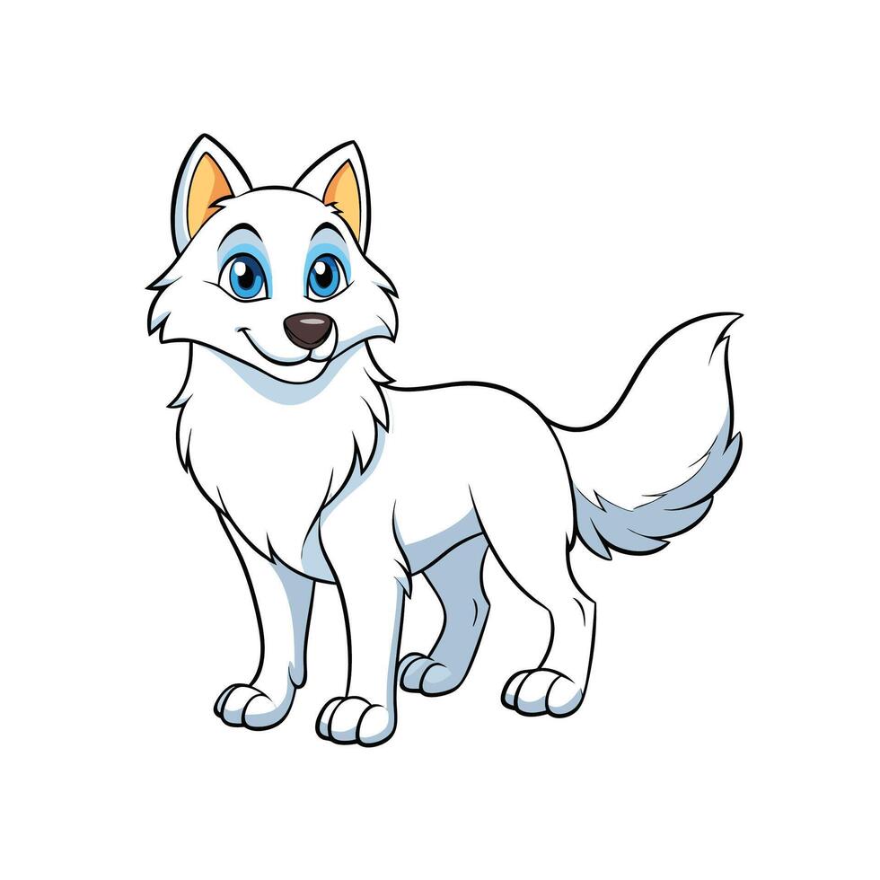 Cartoon Arctic Wolf Character Standing Isolated on White Background vector