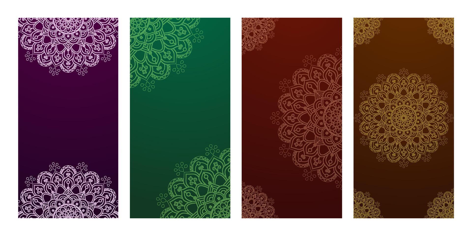 Elegant Set of Mandala Designs on Colorful Backgrounds vector
