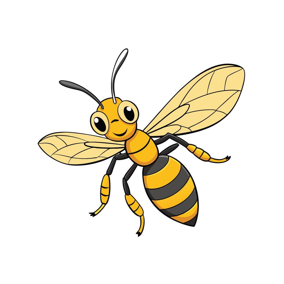 Cartoon Honey Bee Flying Isolated on a White Background vector