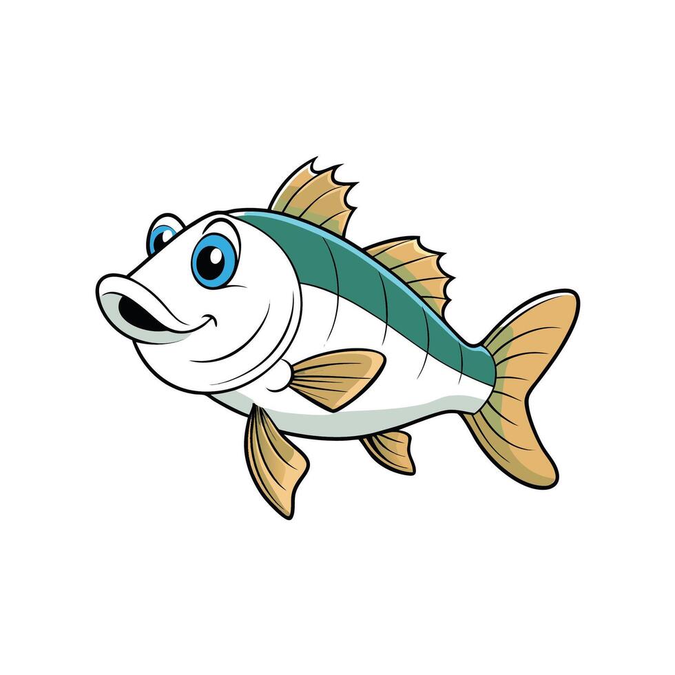 Cartoon fish art with happy expression on face vector
