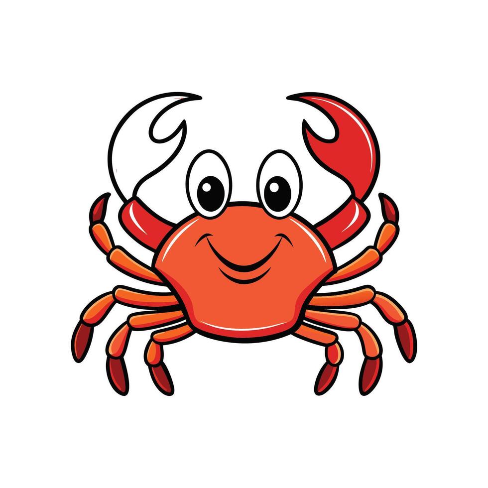 Cartoon red crab with big eyes and smile isolated vector