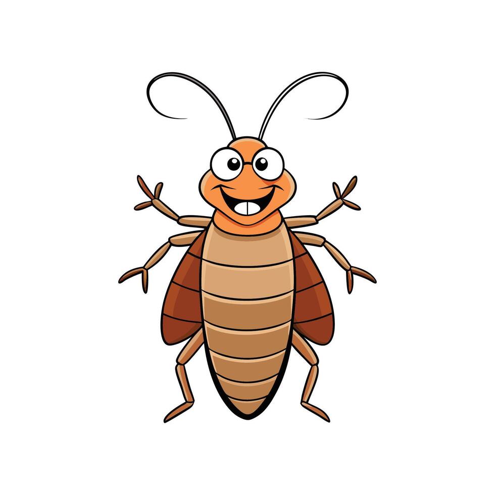 Cartoon cockroach with happy expression and waving hands vector