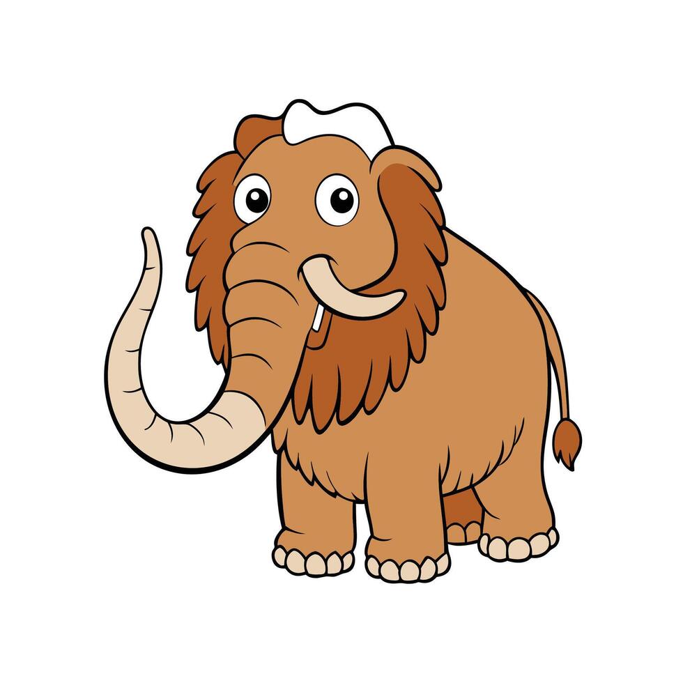 Cartoon Woolly Mammoth standing isolated on a white background vector