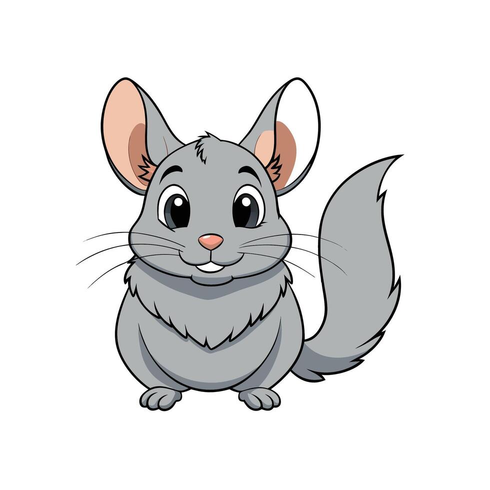 Cartoon Chinchilla Character with Smiling Face and Bushy Tail vector