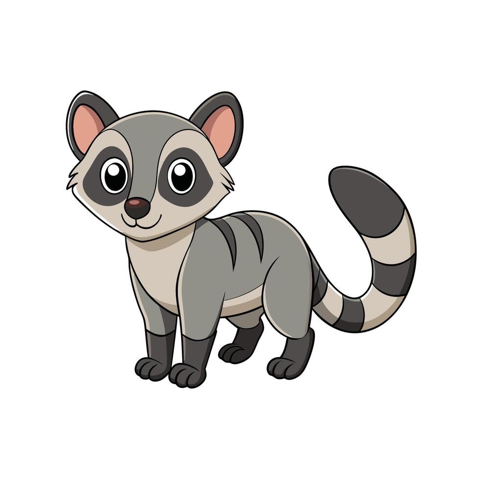 Cartoon style raccoon illustration in front facing view vector