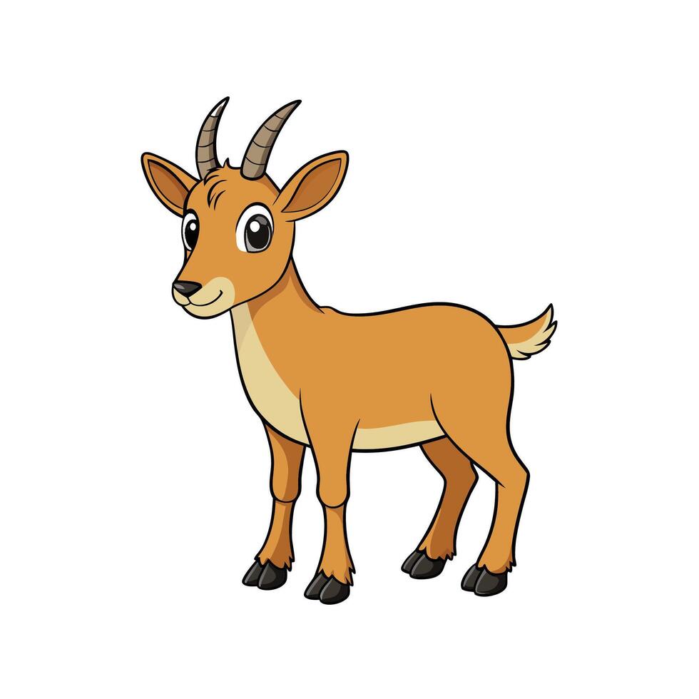 Cartoon chamois illustration with outlined shapes on white background vector