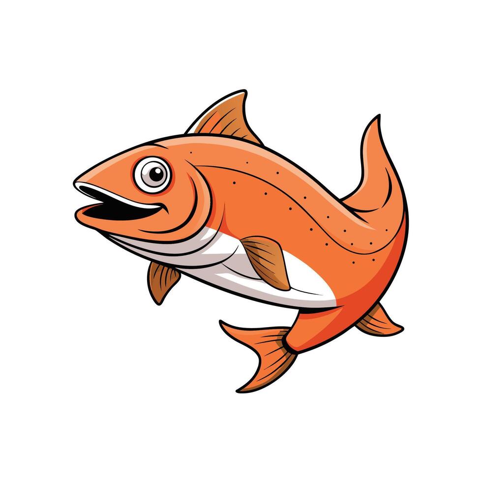 Cartoon Salmon Fish Illustration Isolated on White Background vector