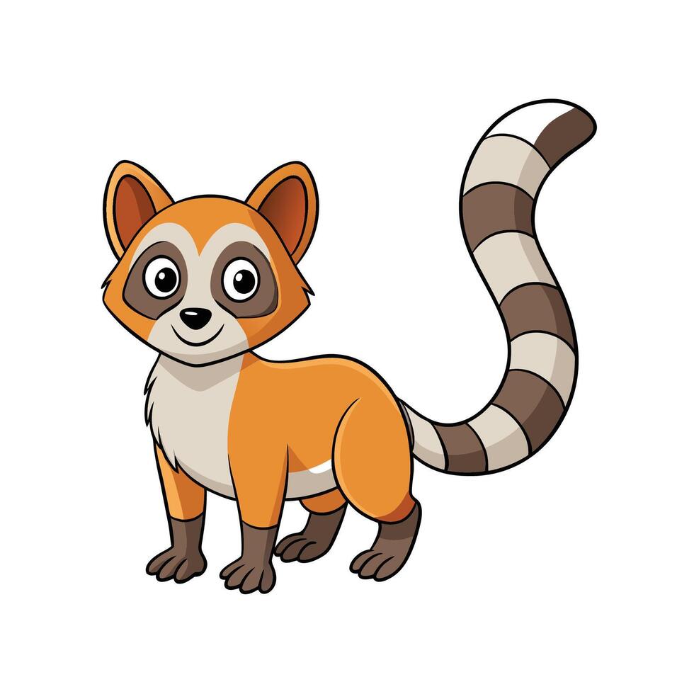 Cartoon RingTailed Lemur Standing Against a White Background vector