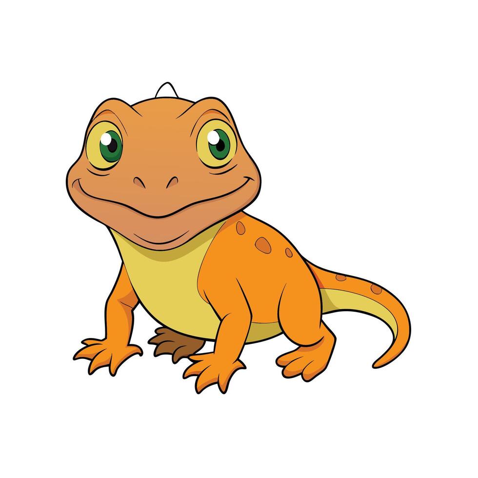 Friendly cartoon lizard illustration isolated on white background vector