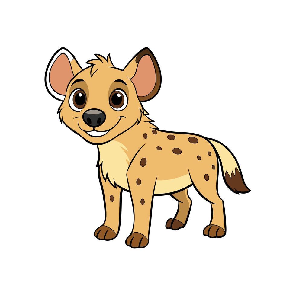 Cartoon spotted hyena standing isolated on a white background vector