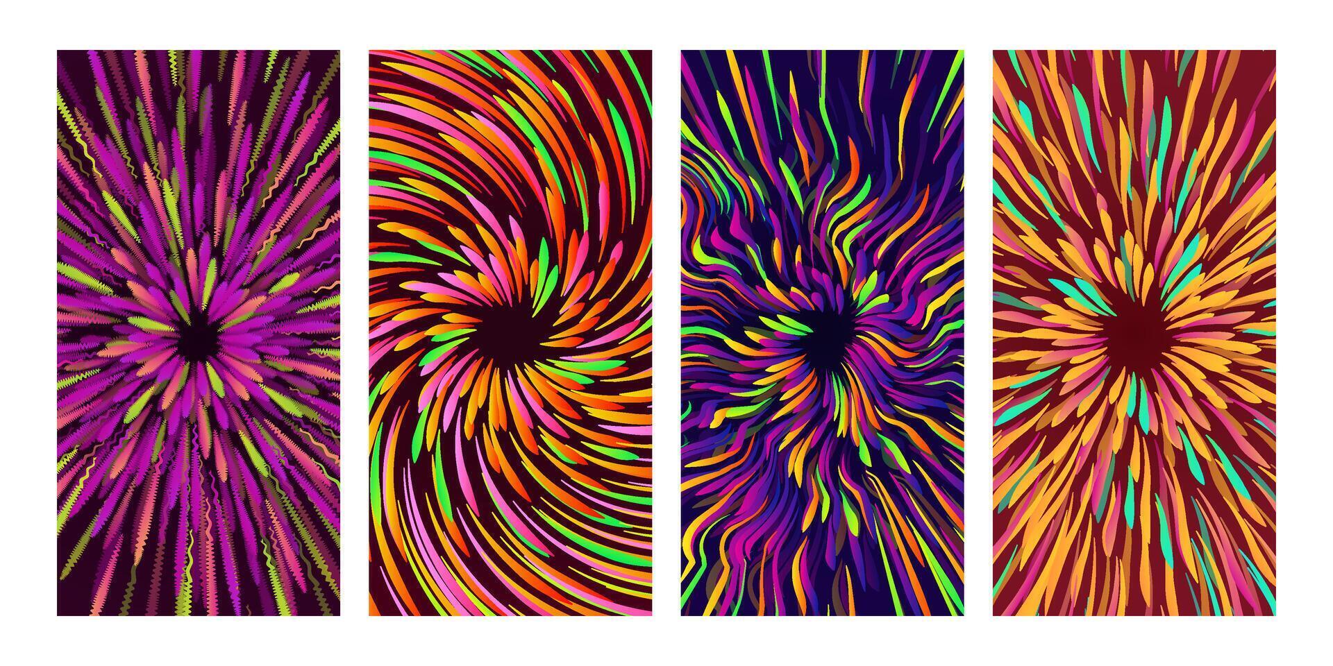 Vibrant Abstract Swirl Patterns Featuring Radiant Colors and Energetic Designs vector