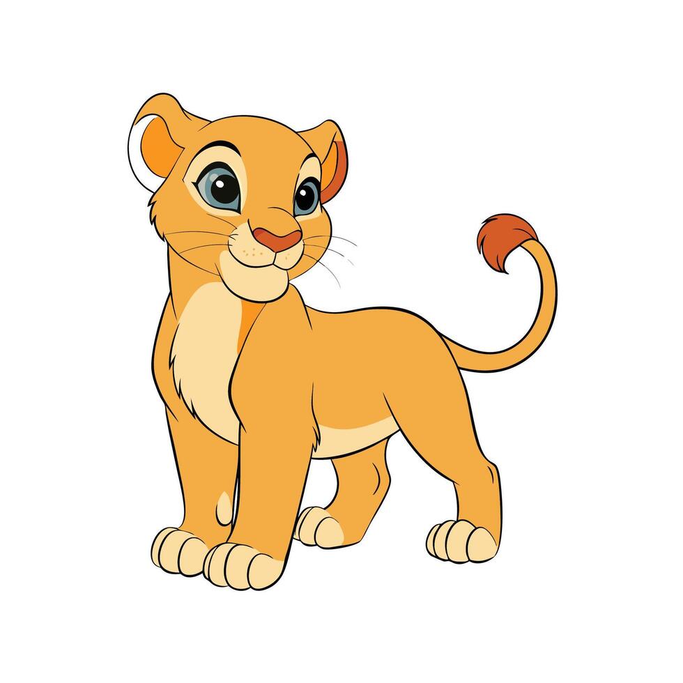 Cartoon lion cub character illustration on white background vector