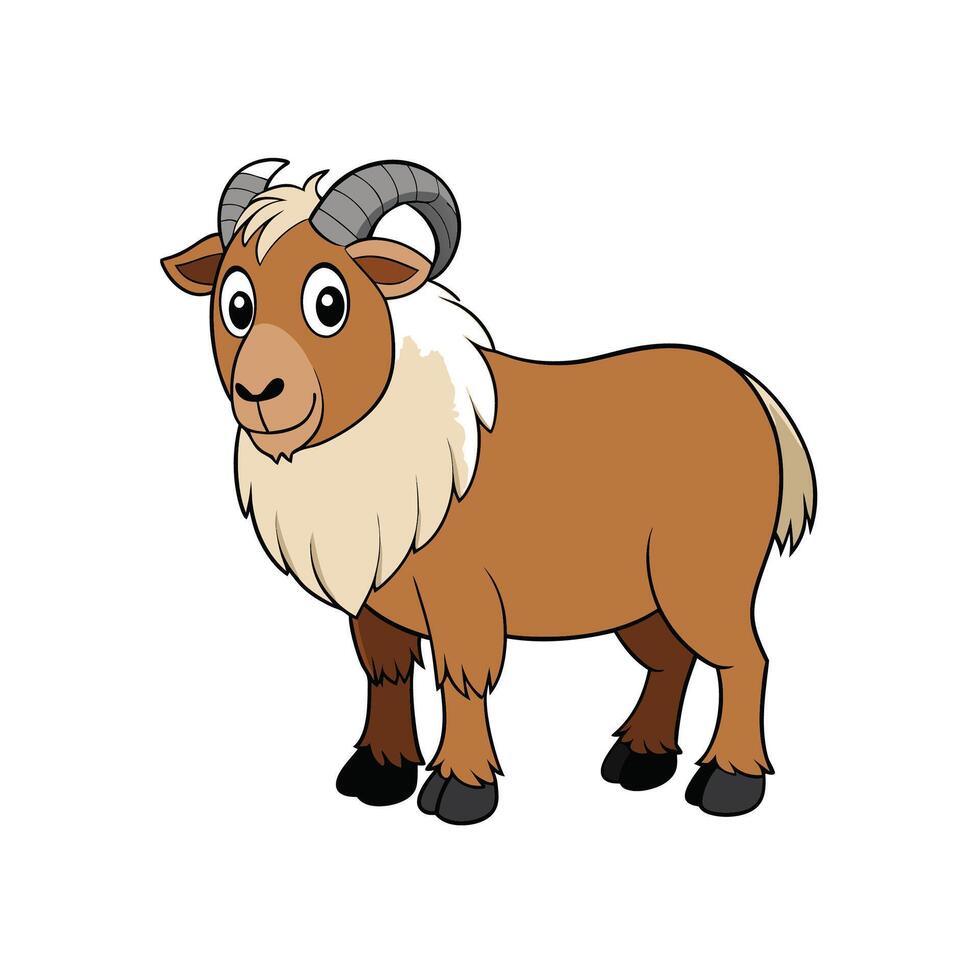 Cartoon Ram Illustration with Thick Outline on White Background vector