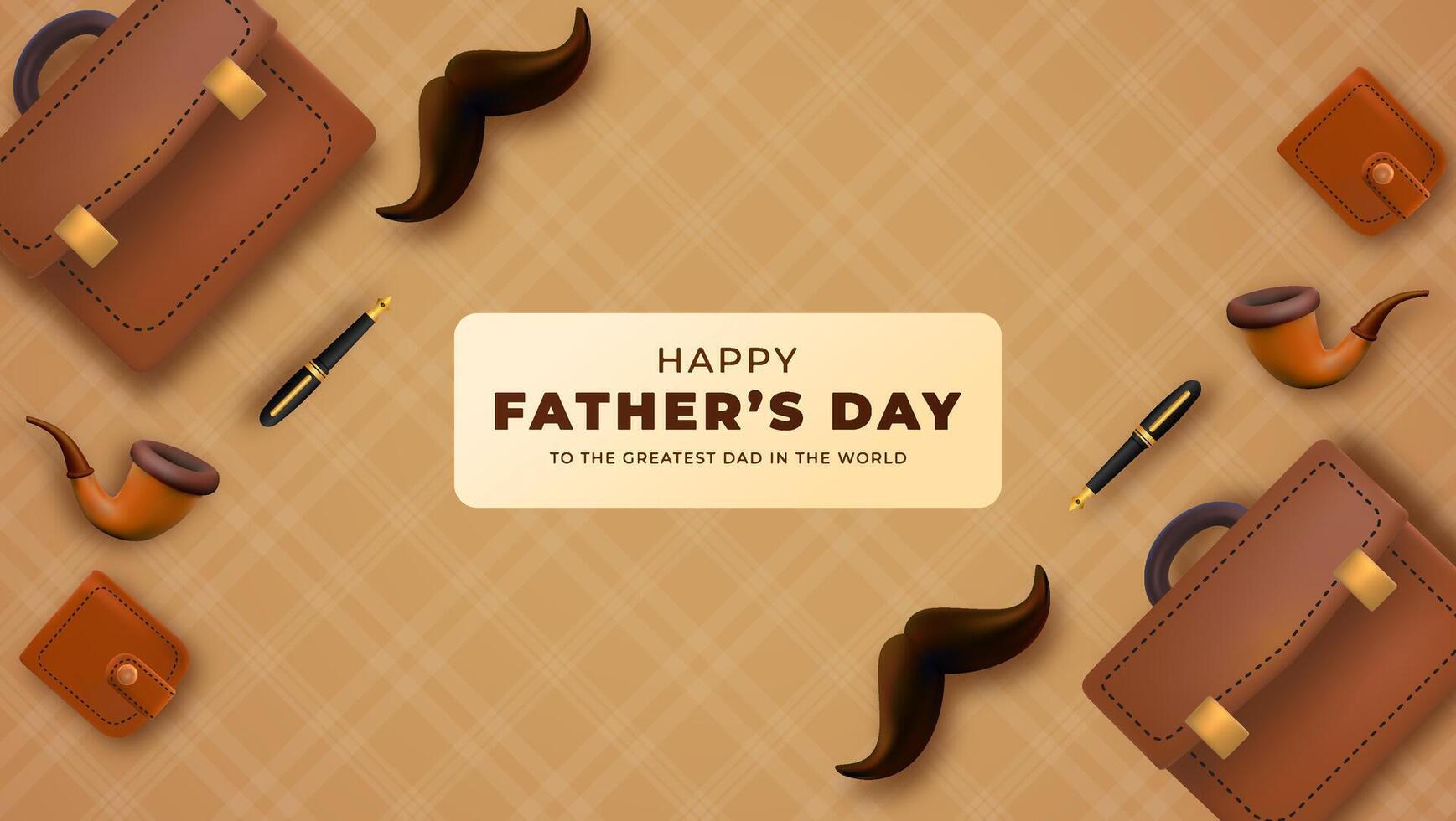 Fathers Day Greeting With Stylish Accessories and Gentlemans Items vector