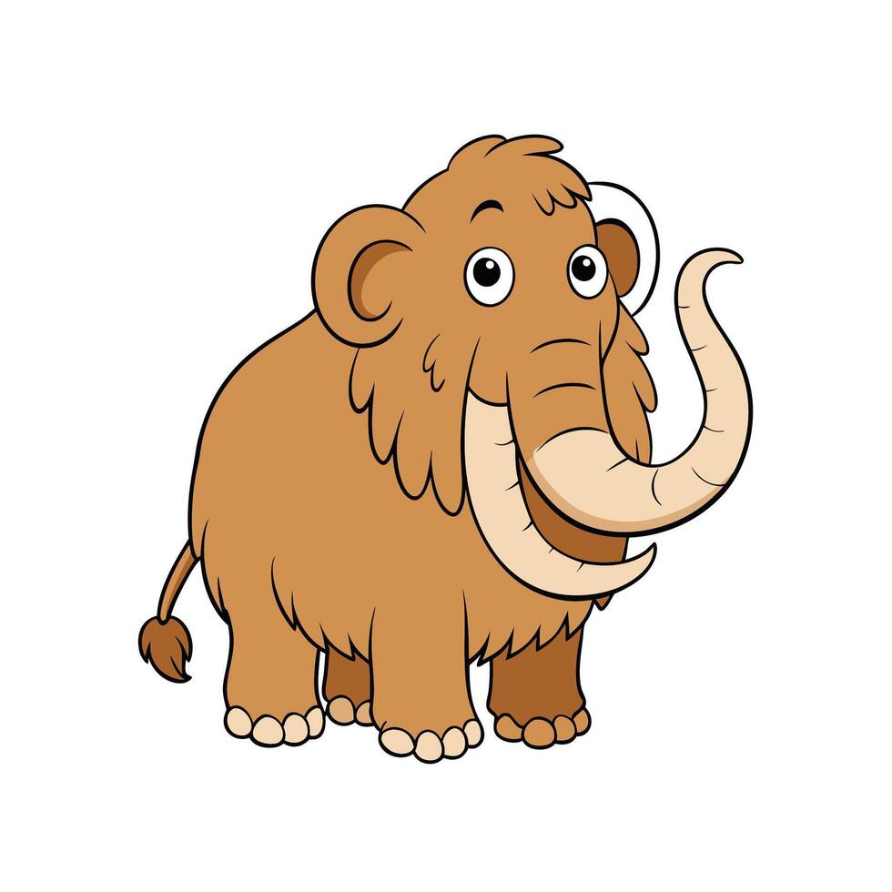Cartoon woolly mammoth illustration on white background, full view vector