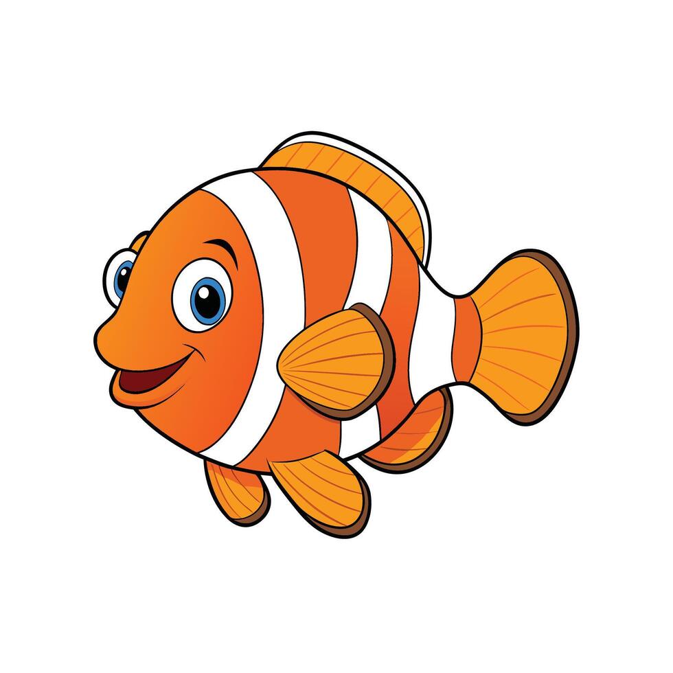 Cartoon clownfish with vibrant colors swimming on white background vector