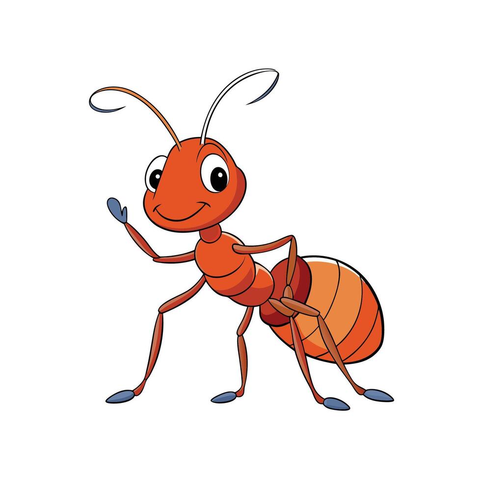Friendly cartoon ant waving on a white background vector